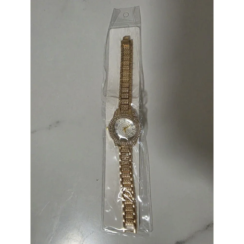Roman Numeral Quartz Iced Out Rhinestone Watch